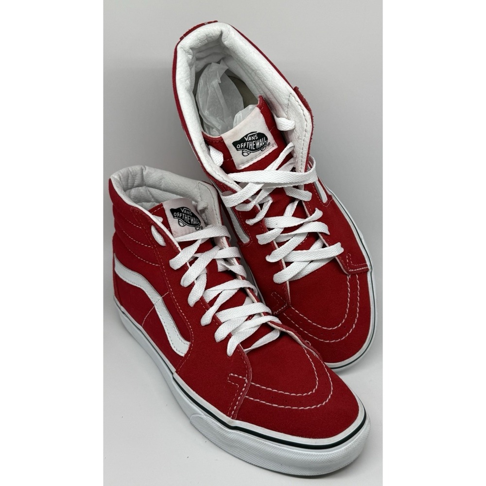 VANS Sk8-Hi Red White High Top‎ Sneakers Athletic Skateboarding Shoes- M 7/W 8.5